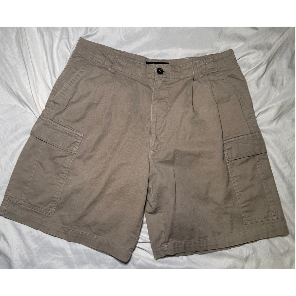 Vintage Structure Pleated Cargo Shorts Mens 32 Tan‎ Khaki Streetwear Gorpcore